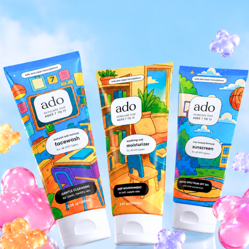 ado Tween's Kit: Gentle Oat Facewash, Daily Moisturiser and Mineral Sunscreen SPF 50+