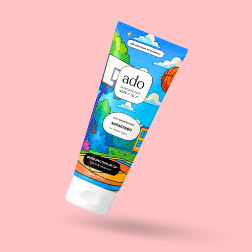 ado Mineral Sunscreen SPF 50+ tube, skincare for ages 7 to 17